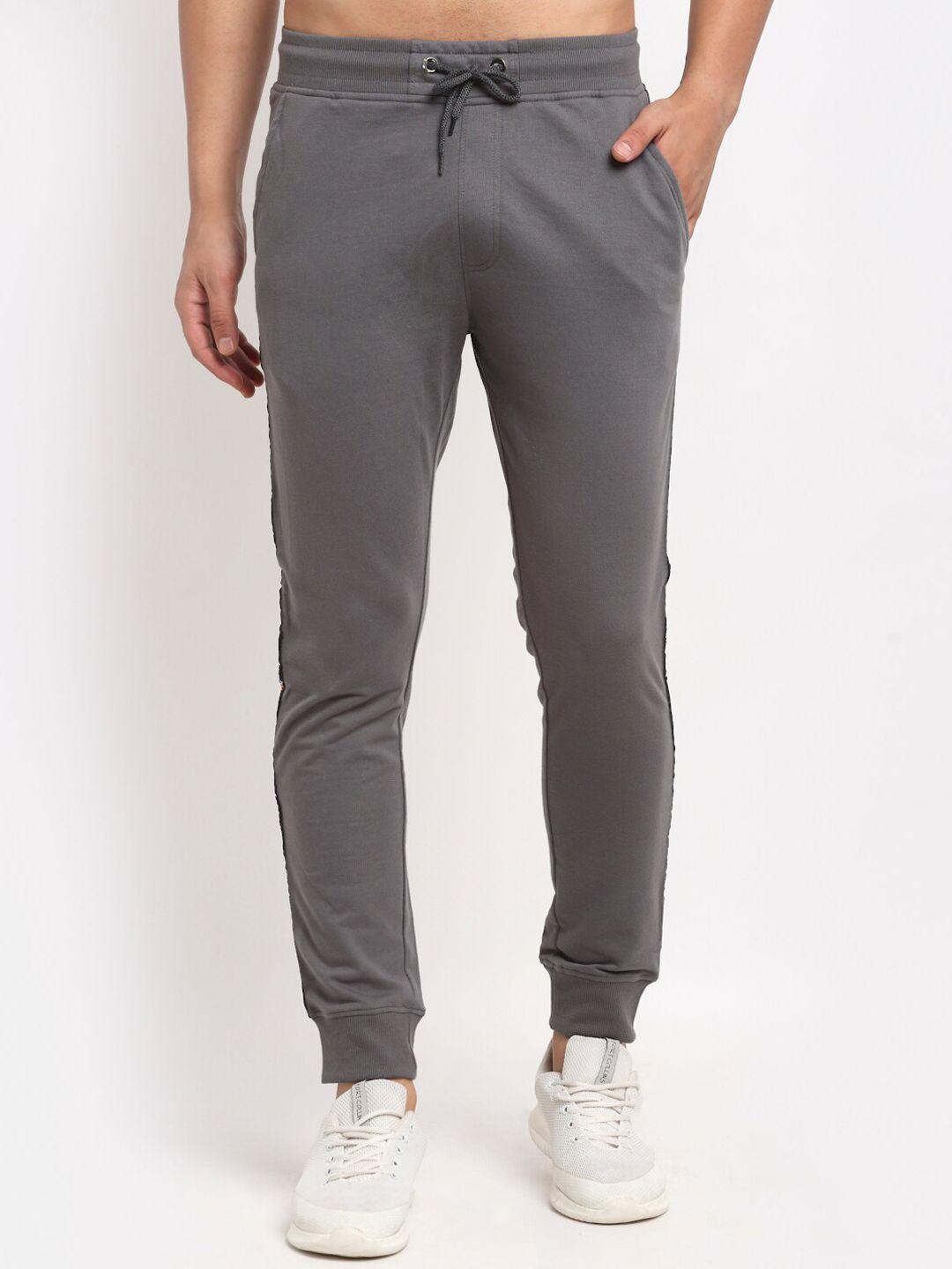 club york men grey typography straight-fit track pants