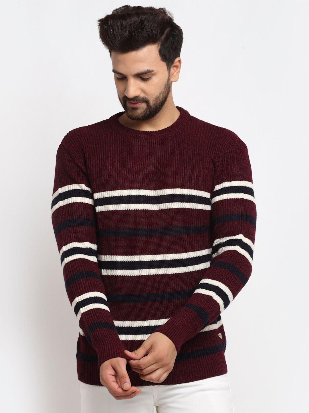 club york men maroon & white striped pullover