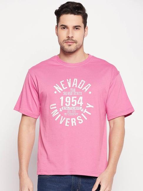 club york men pink printed round neck t-shirt