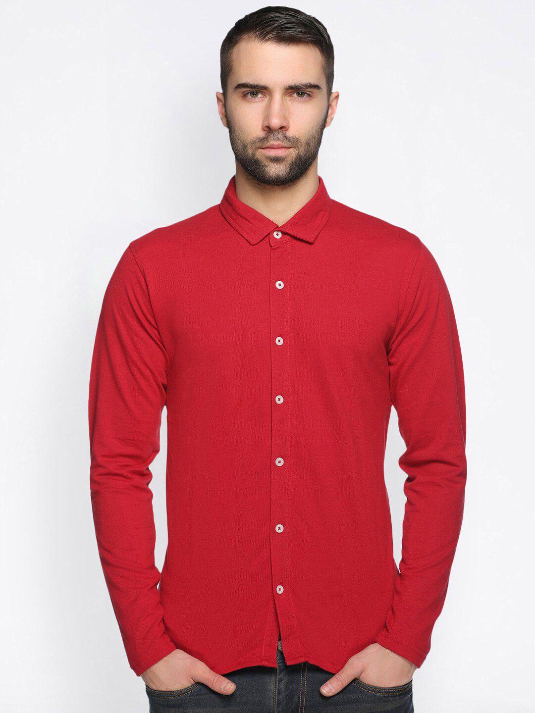 club york men red cotton casual shirt