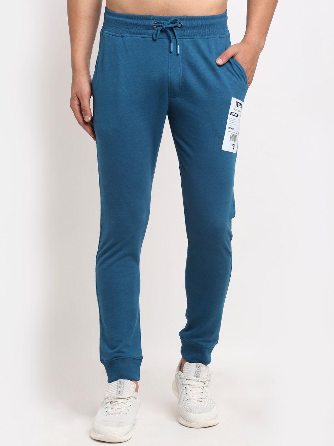 club york men teal blue printed track pants