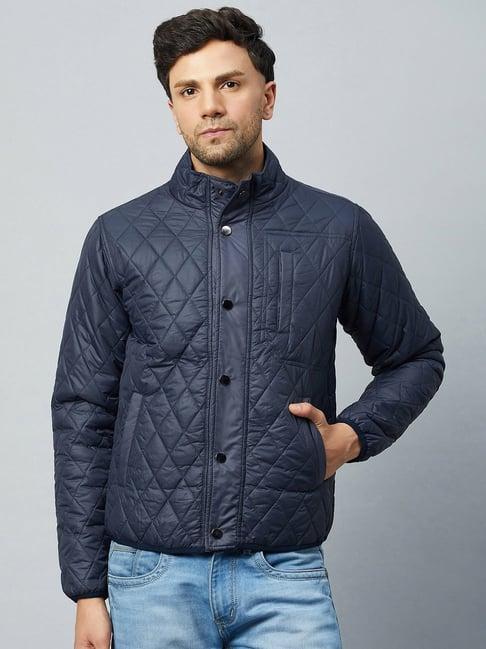 club york navy regular fit mock collar jacket