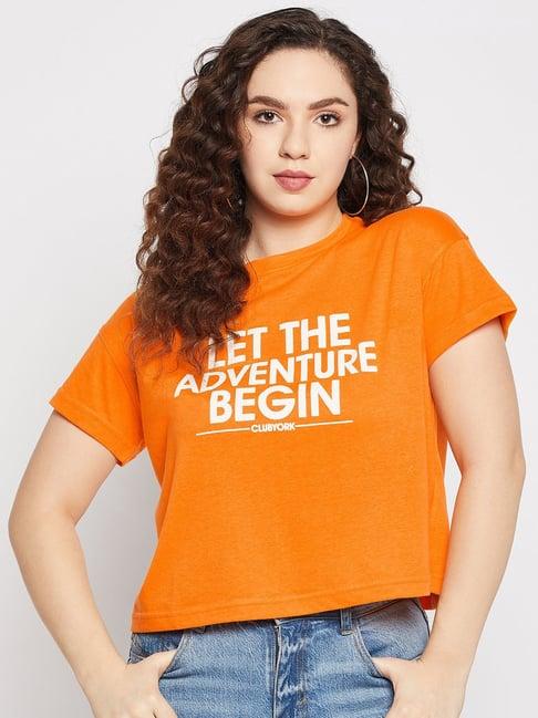 club york orange graphic print t-shirt