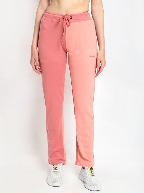 club york pink cotton blend color-block trackpants