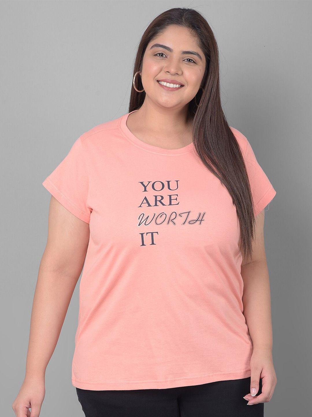 club york plus size typography printed round neck shirt sleeves t-shirt