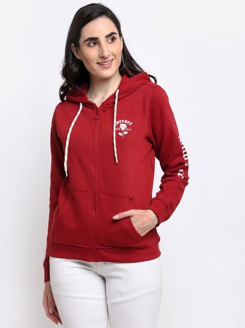 club york red full sleeves hooded sweatshirt