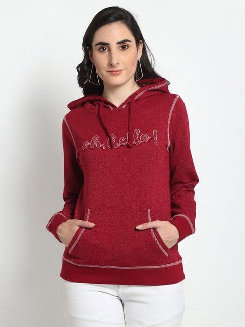 club york red patchwork hooded sweatshirt