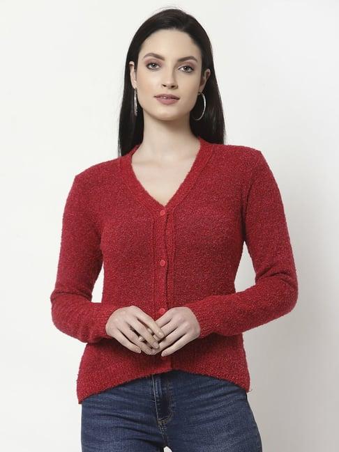 club york red regular fit cardigan