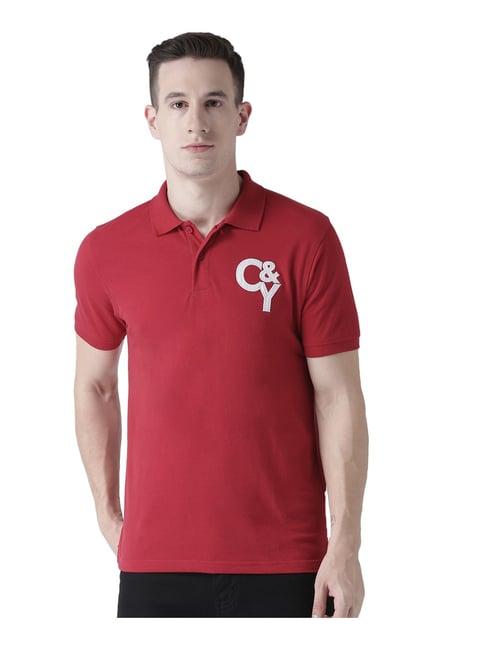 club york red regular fit polo t-shirt