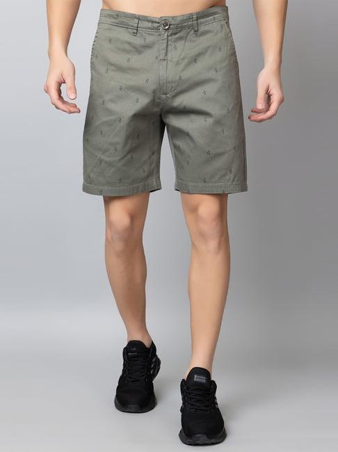 club york sage green regular fit printed short