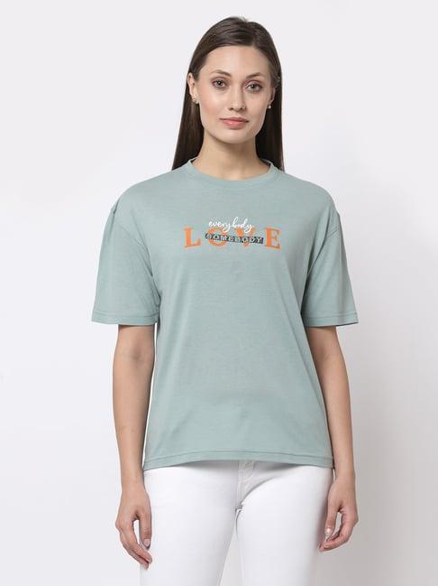 club york sea green printed t-shirt