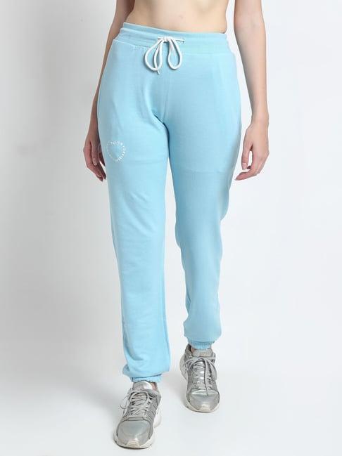 club york sky blue cotton blend graphic print joggers