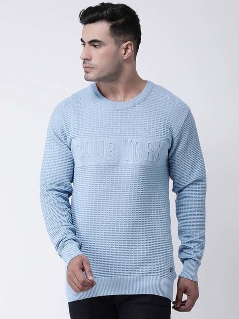 club york sky blue textured sweater