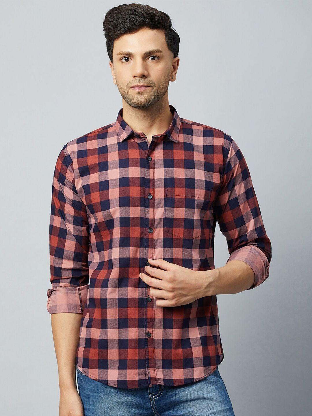 club york slim fit tartan checks checked cotton casual shirt