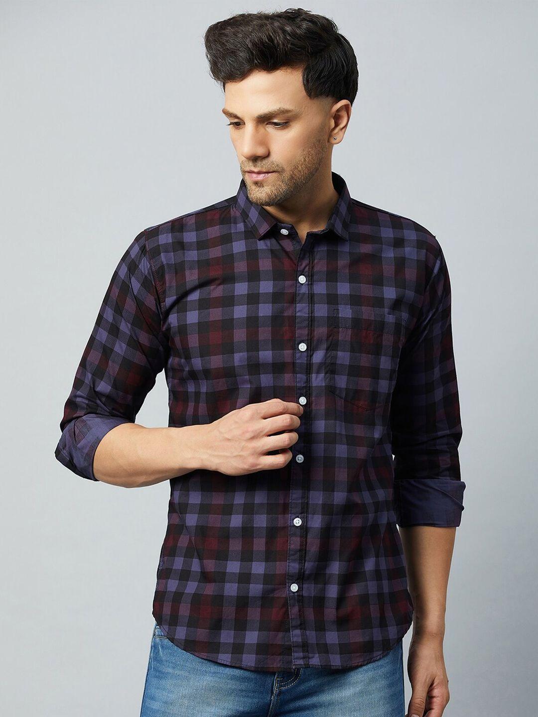 club york slim fit tartan checks checked cotton casual shirt