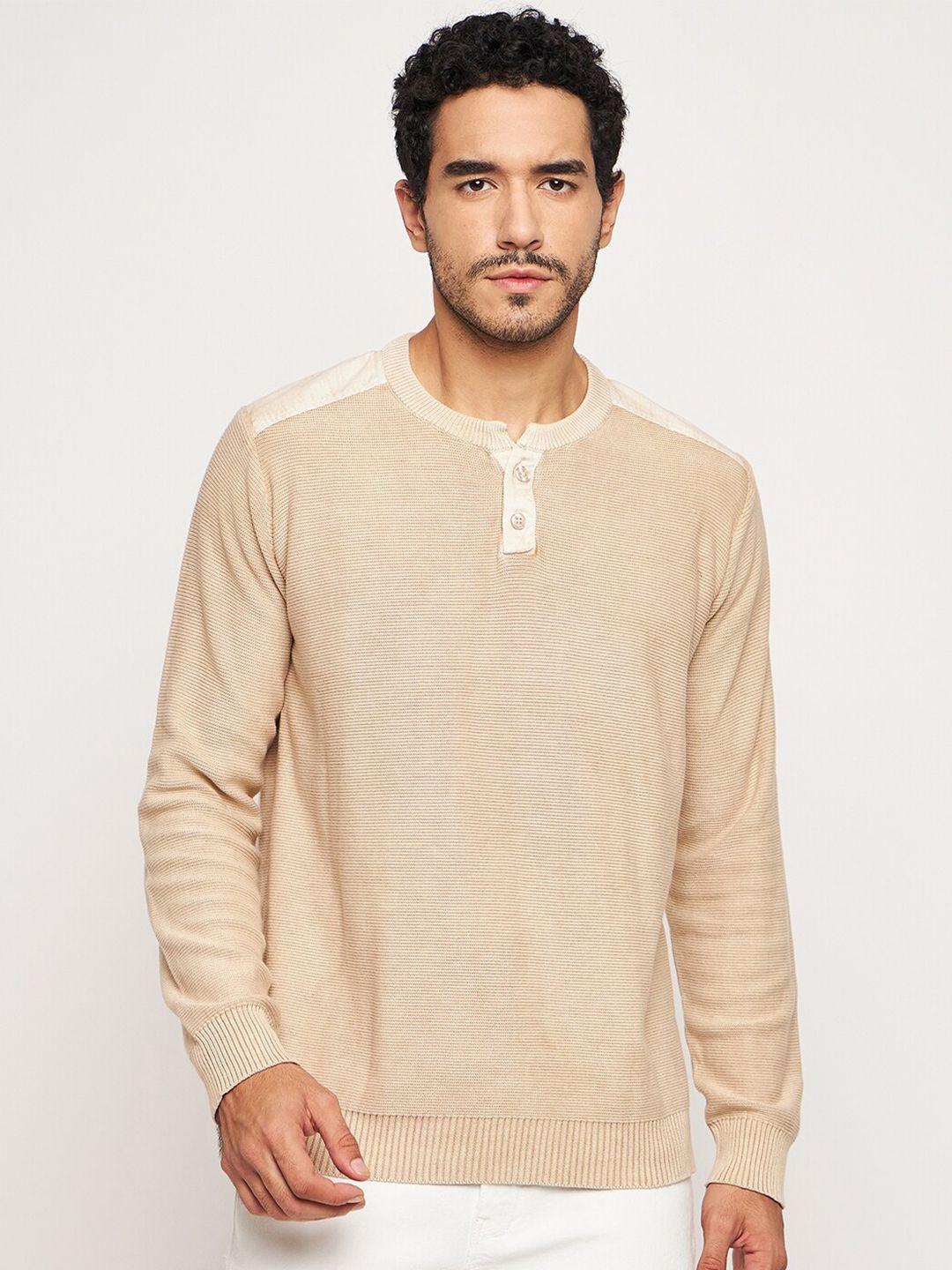 club york striped henley neck cotton pullover