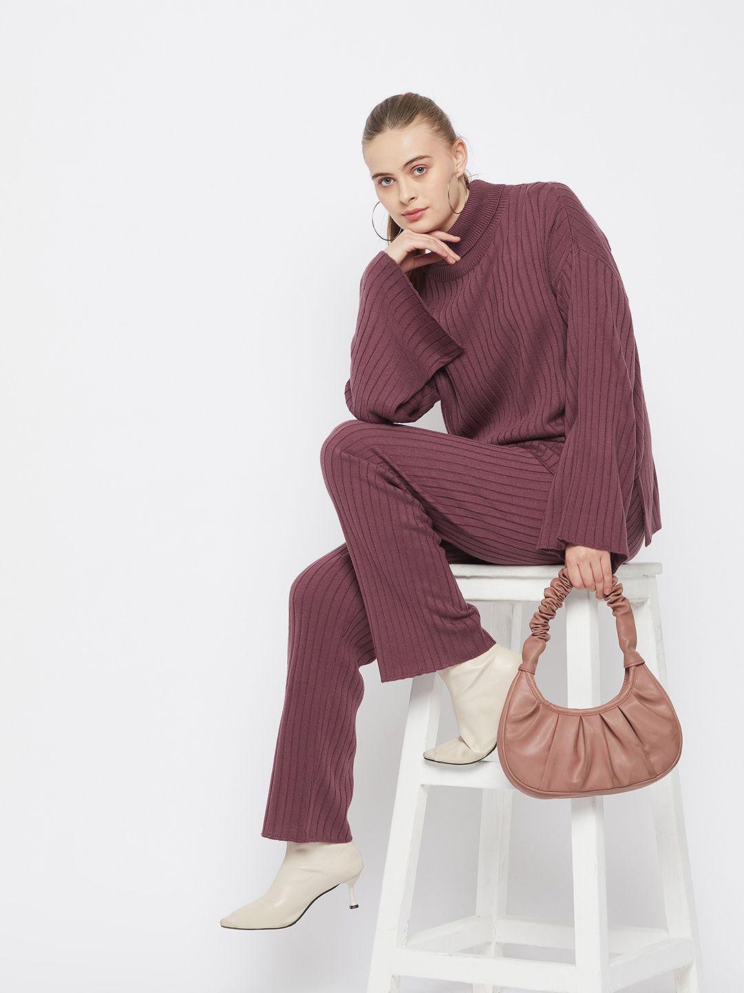 club york striped high neck sweater & trousers co-ords