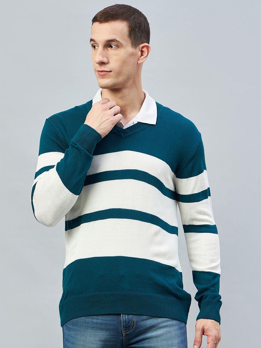 club york striped v-neck regular pullover