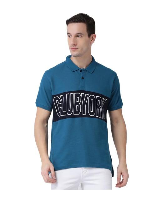 club york teal printed polo t-shirt