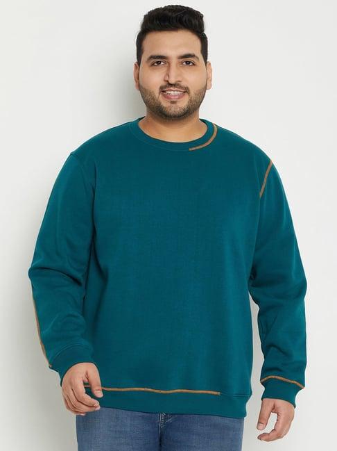 club york teal regular fit round neck plus size sweatshirt