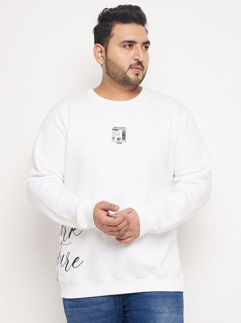 club york white regular fit printed sweatshirt