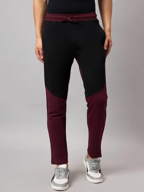 club york wine regular fit colour block trackpants