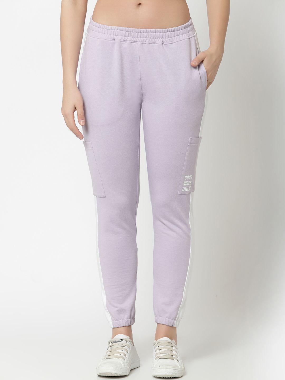 club york women light purple colorblocked  cotton joggers