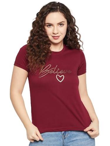 club york women maroon half sleeve printed round neck t shirt(wr194_s)