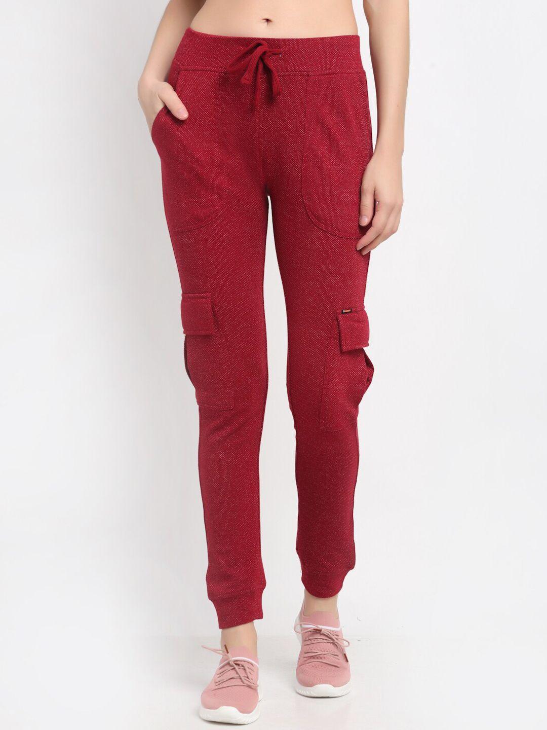 club york women maroon solid straight-fit joggers