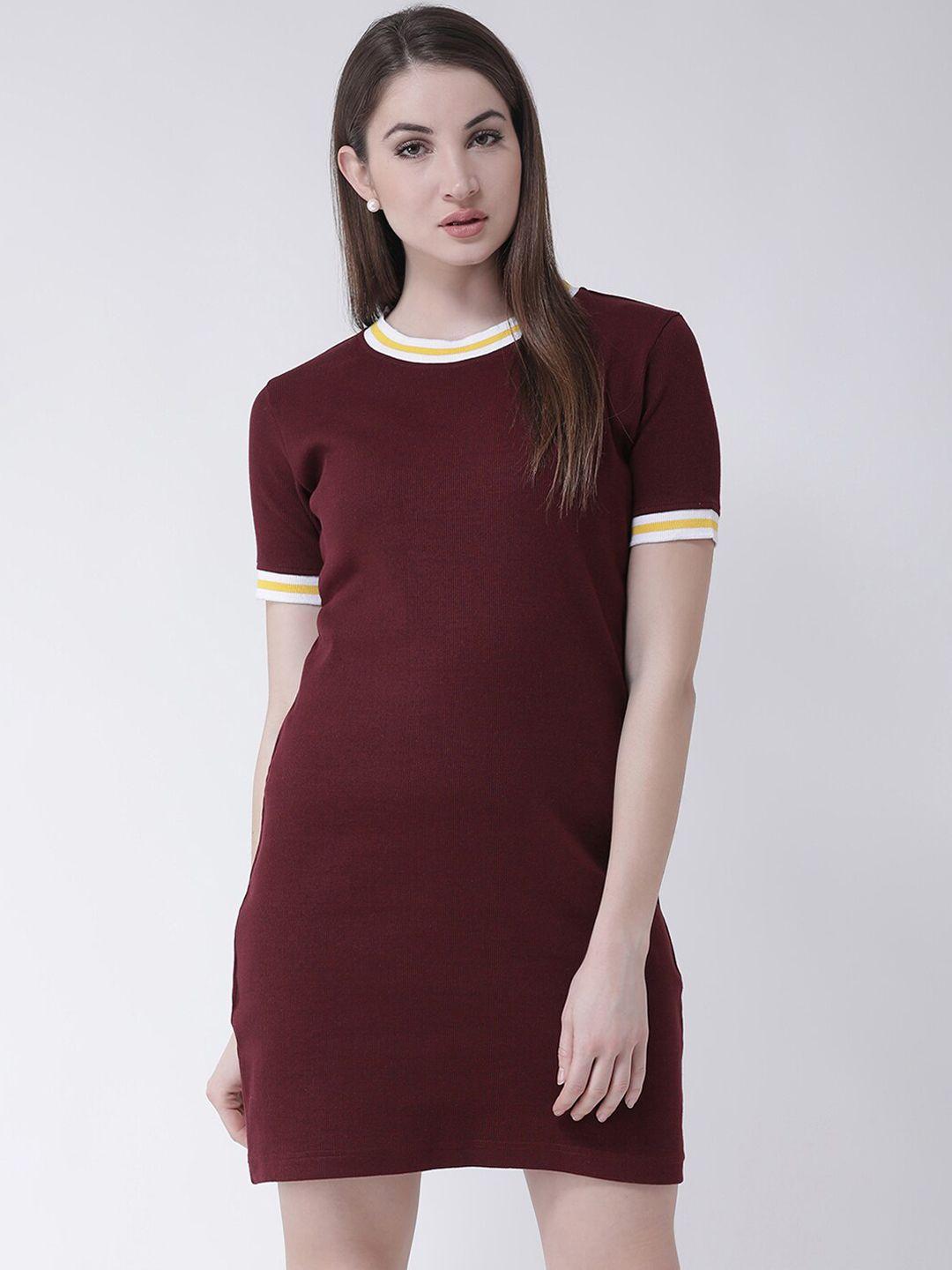 club york women maroon solid t-shirt dress