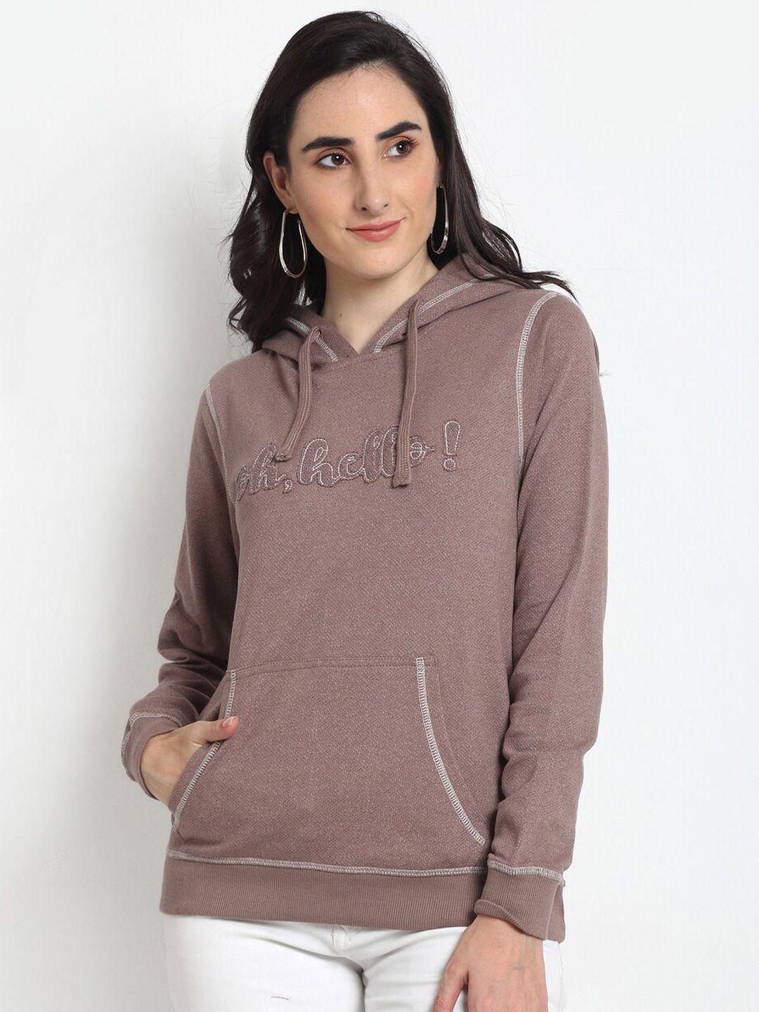 club york women mauve printed hooded sweatshirt