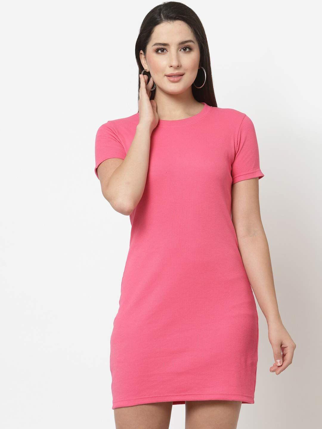 club york women pink half sleeves sheath dress