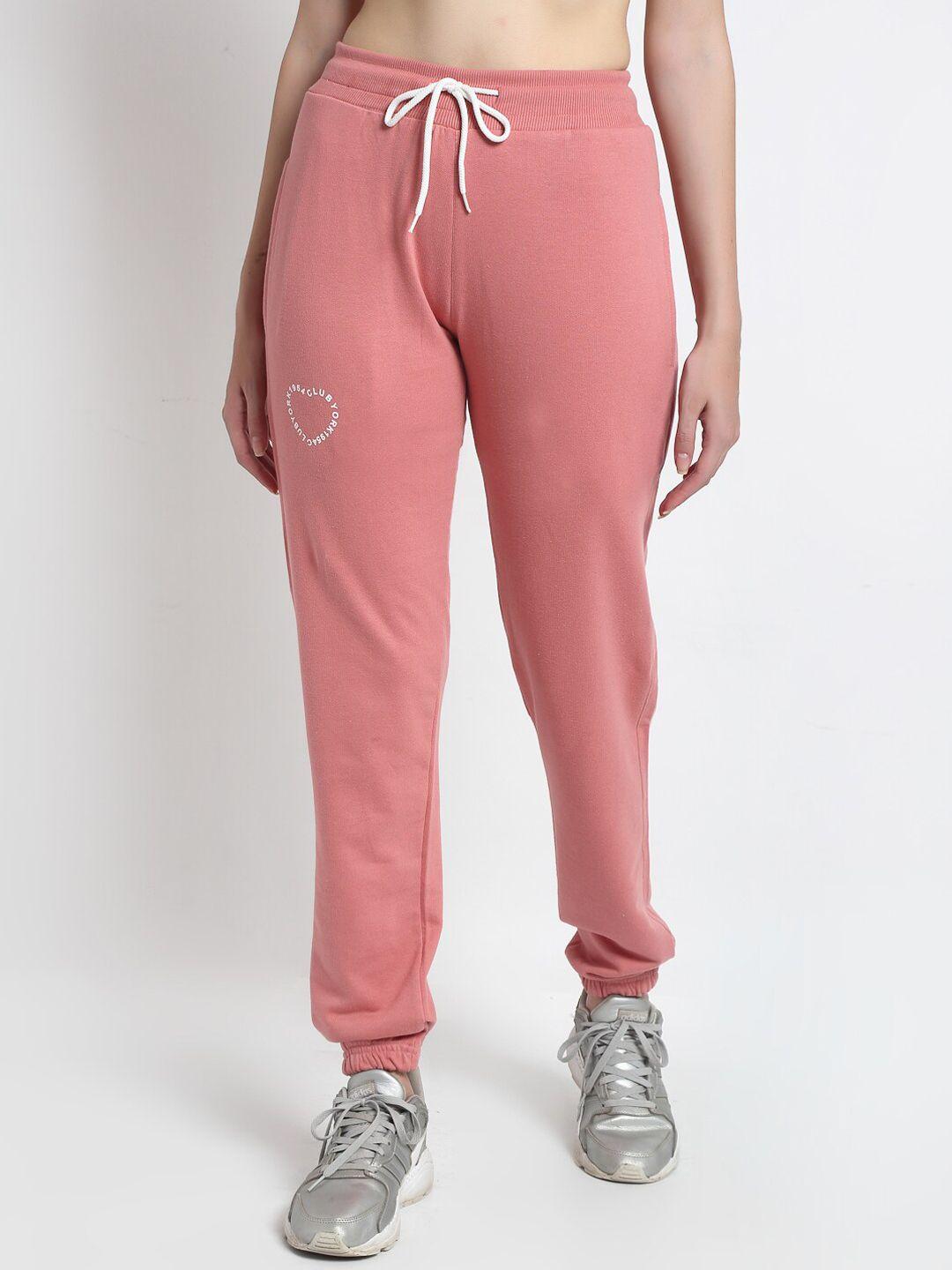 club york women pink solid straight-fit joggers