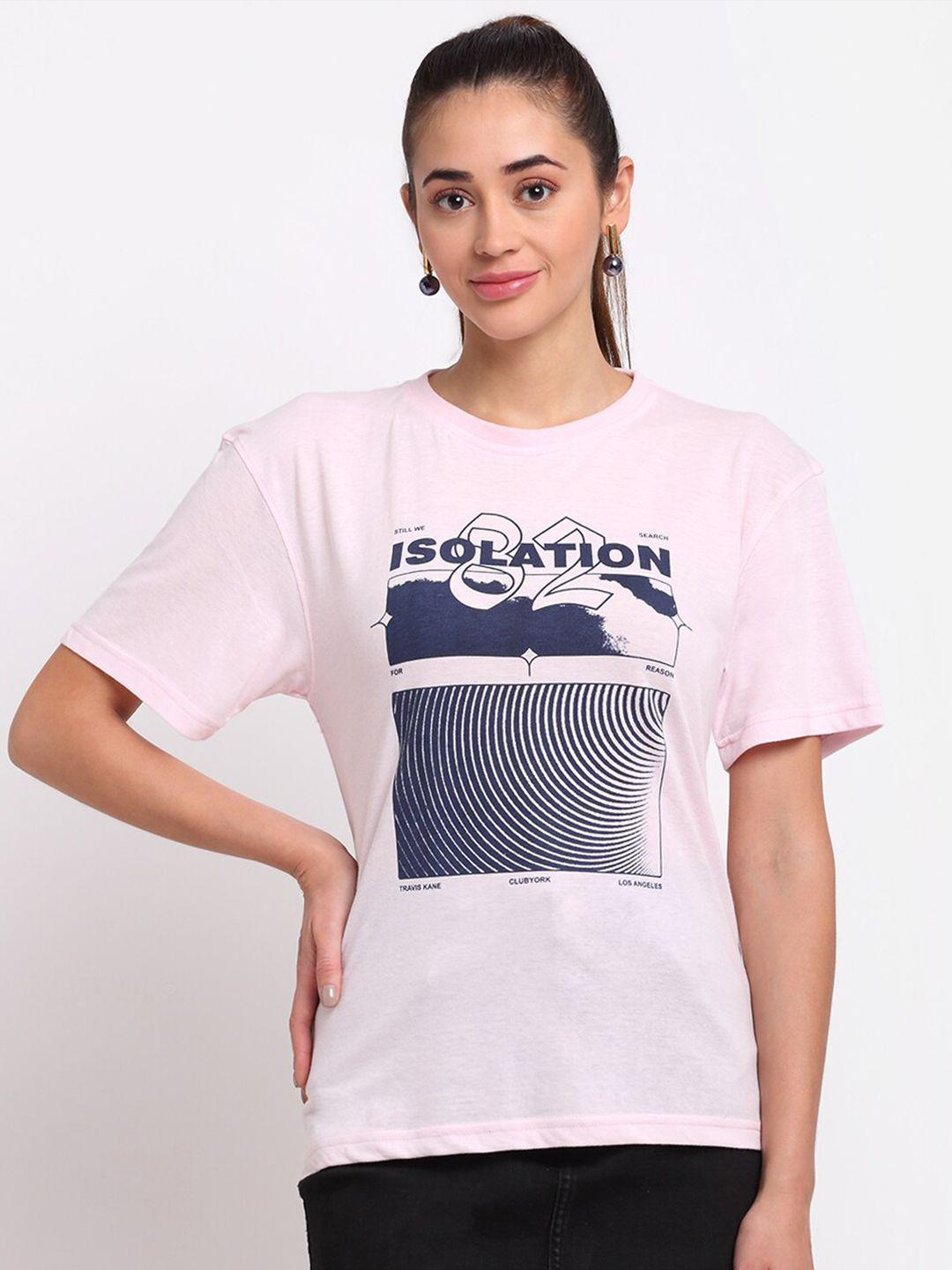club york women pink typography printed cotton t-shirt