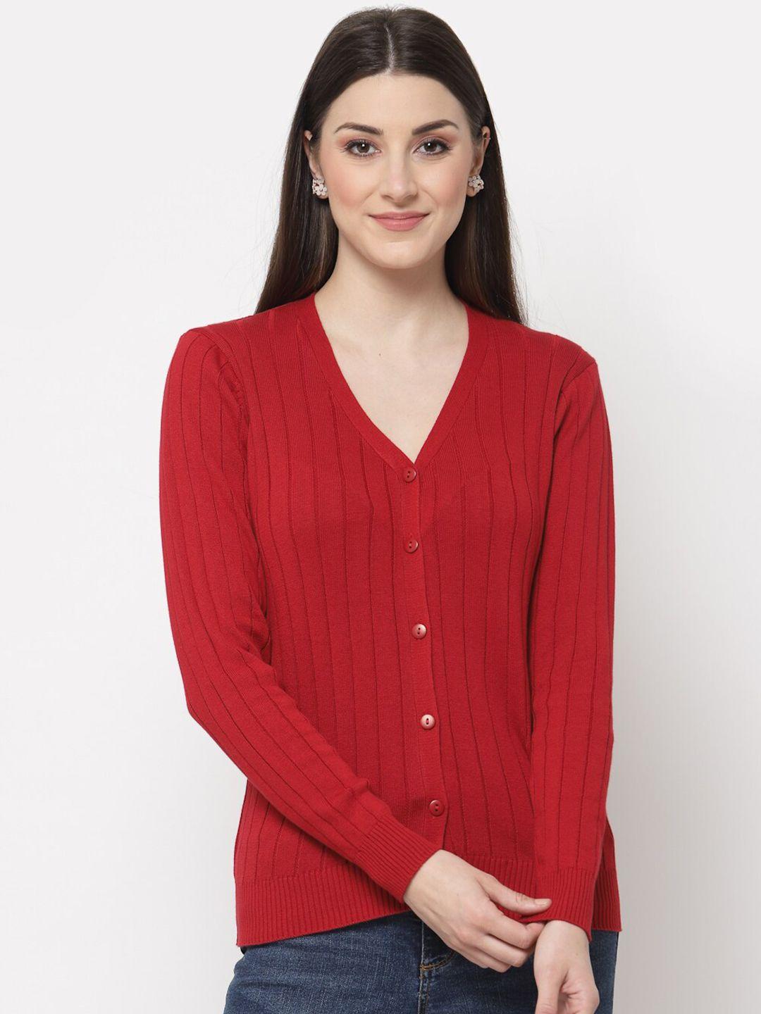 club york women red striped acrylic pullover