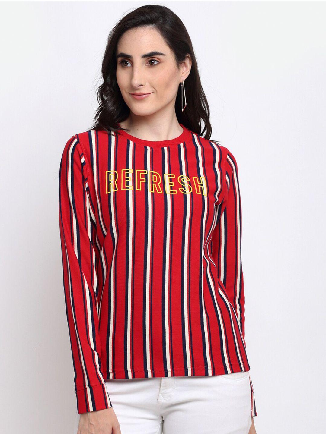 club york women red striped sweatshirt