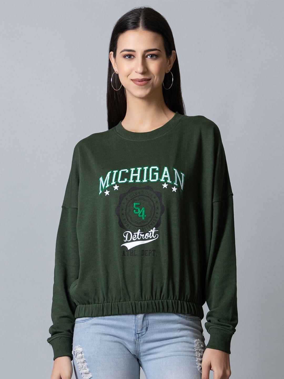 club york women typhography printed cotton sweatshirt