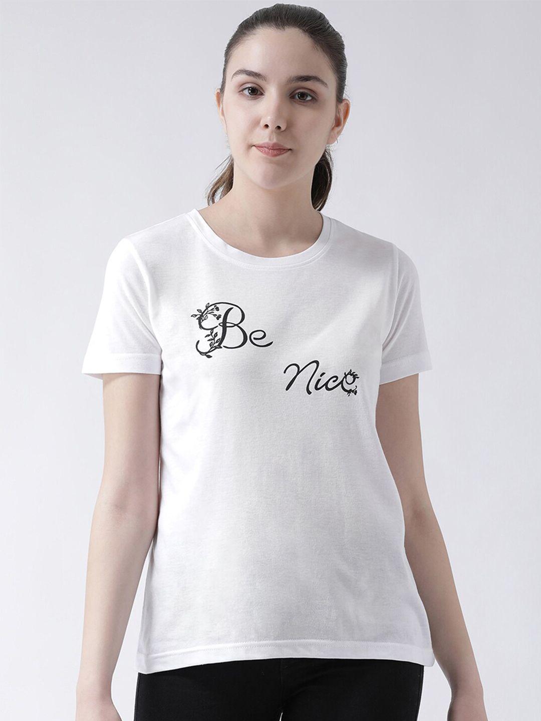 club york women white typography printed t-shirt