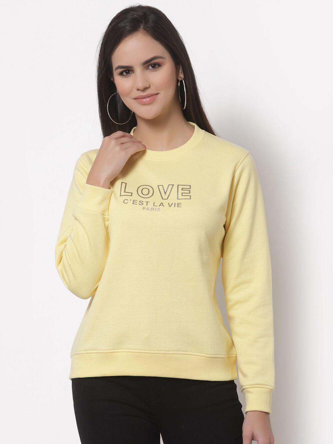 club york women yellow printed sweatshirt