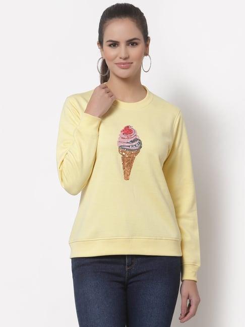 club york yellow embellished sweatshirt