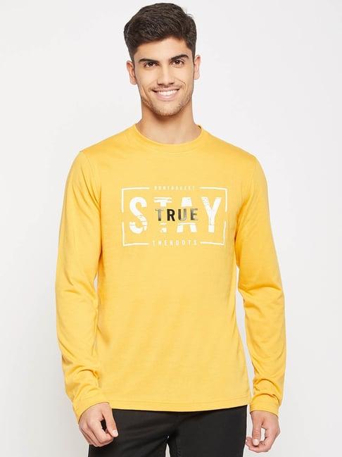 club york yellow regular fit graphic print t-shirt