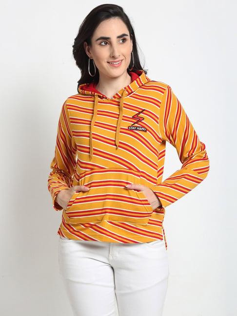 club york yellow striped hooded sweatshirt