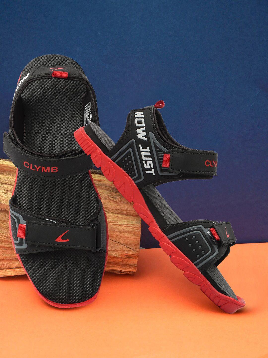 clymb men spa-11 brand logo printed comfort fit velcro closure sports sandals