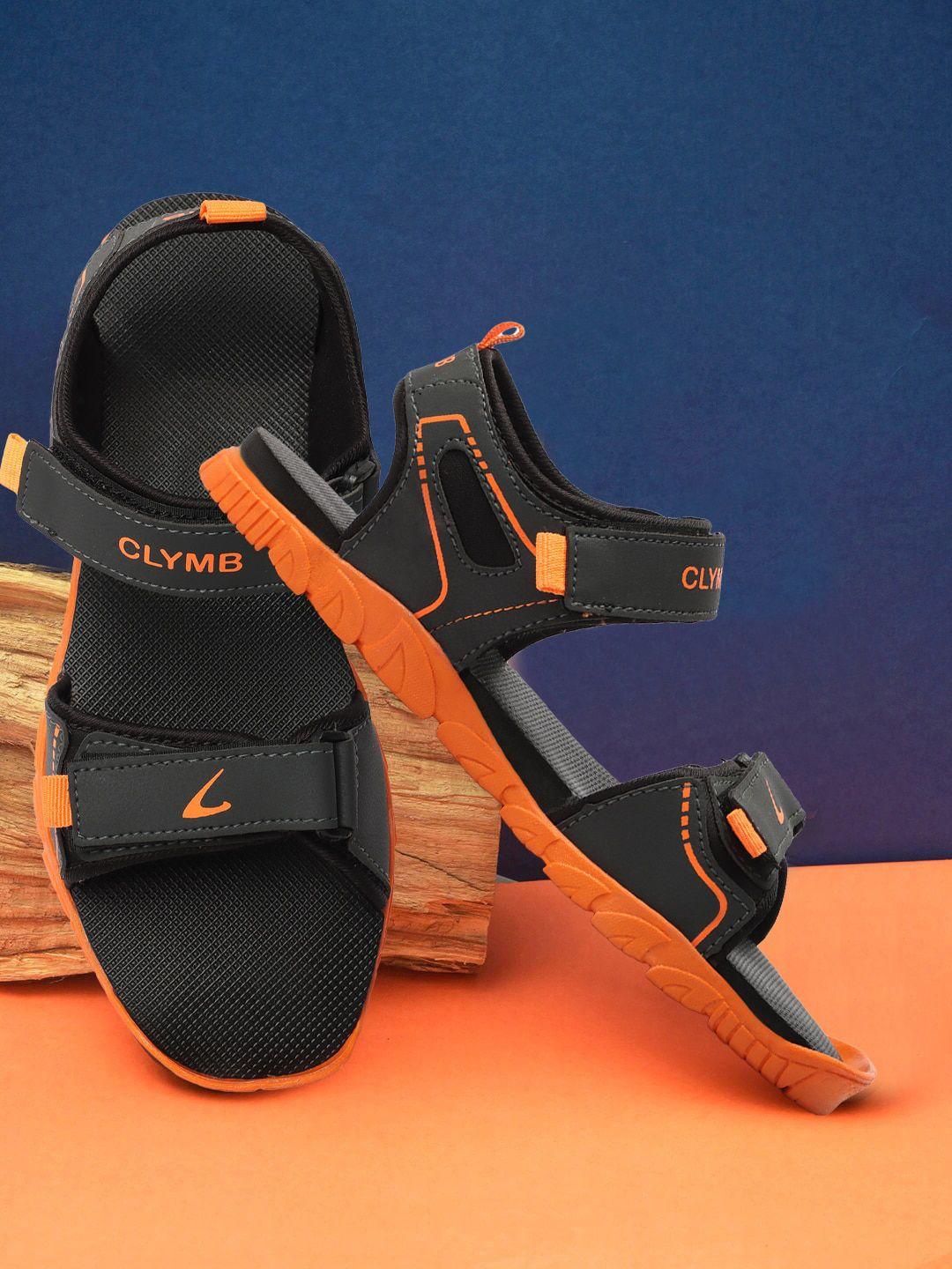 clymb men spa-13 brand logo printed comfort fit velcro closure sports sandals