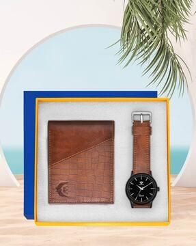 cm-4055wl-87 analogue wrist watch with wallet set