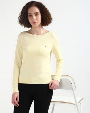 co jersey stitch boat-neck sweater