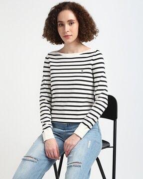 co-jersey stitch boat-neck sweater