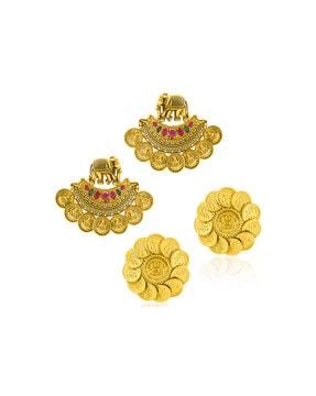 co1000375 pack of 2 temple design coin earrings