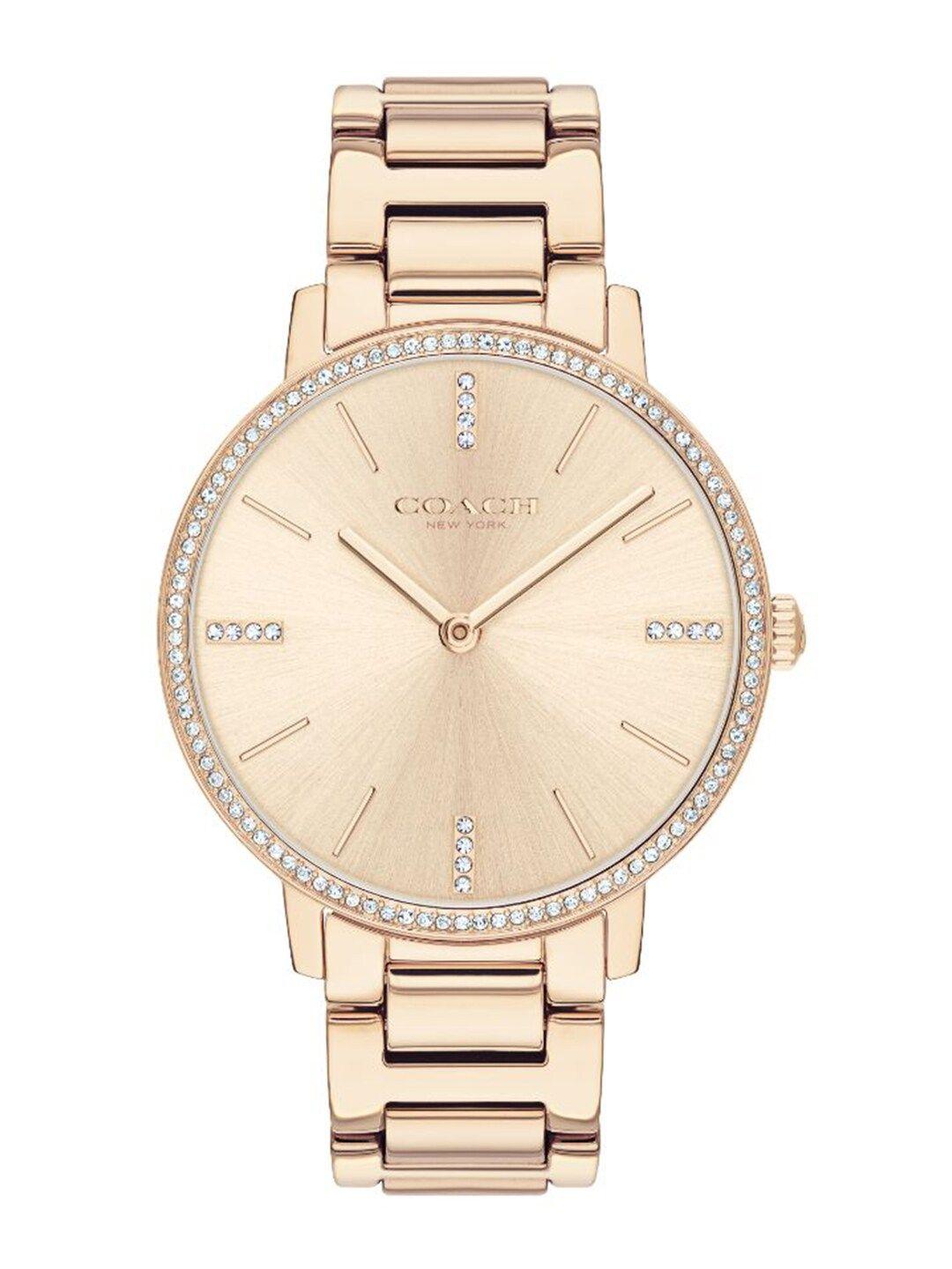 coach women rose gold analogue watch co14503354w