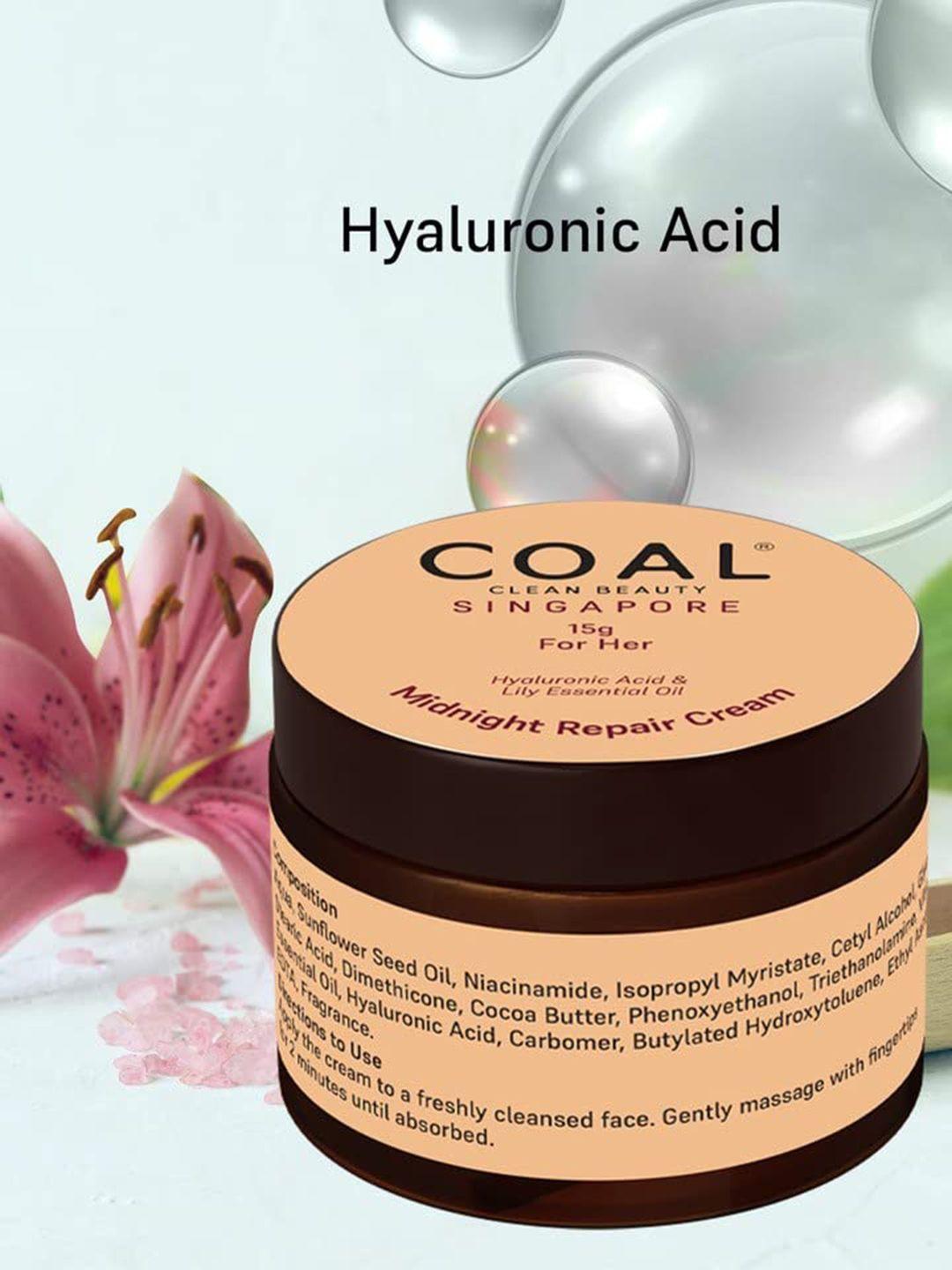 coal clean beauty singapore midnight repair cream with hyaluronic acid - 15g